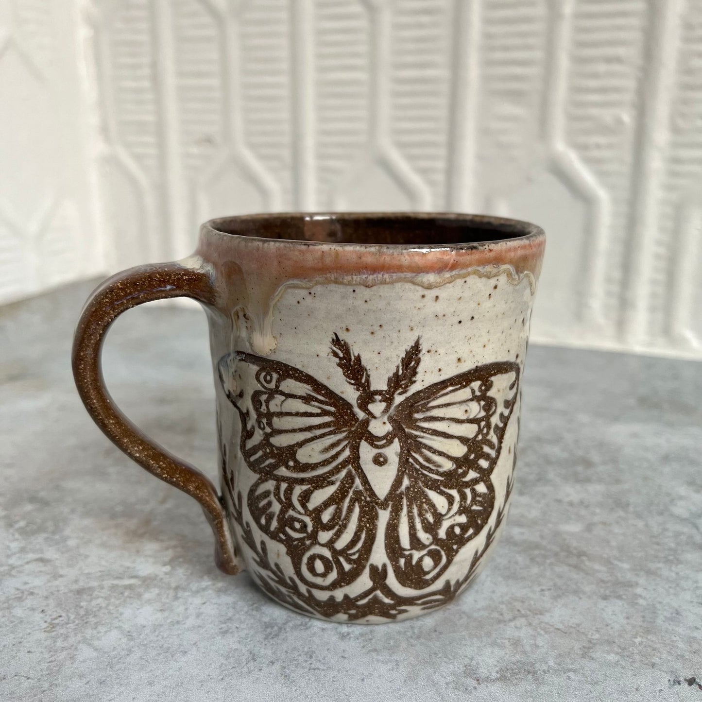 Moth and Butterfly Ceramic Mug by Danielle Payette