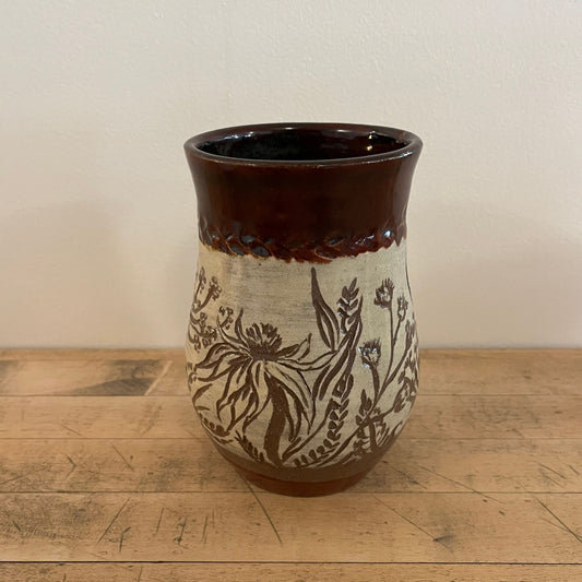 Sgrafitto Ceramic Flower Vase by Danielle Payette