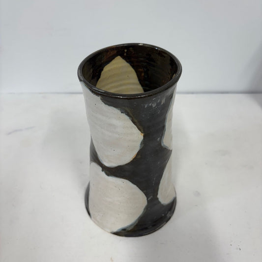 Brown & White Ceramic Vase by Jess Gaddis