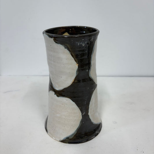 Brown & White Ceramic Vase by Jess Gaddis