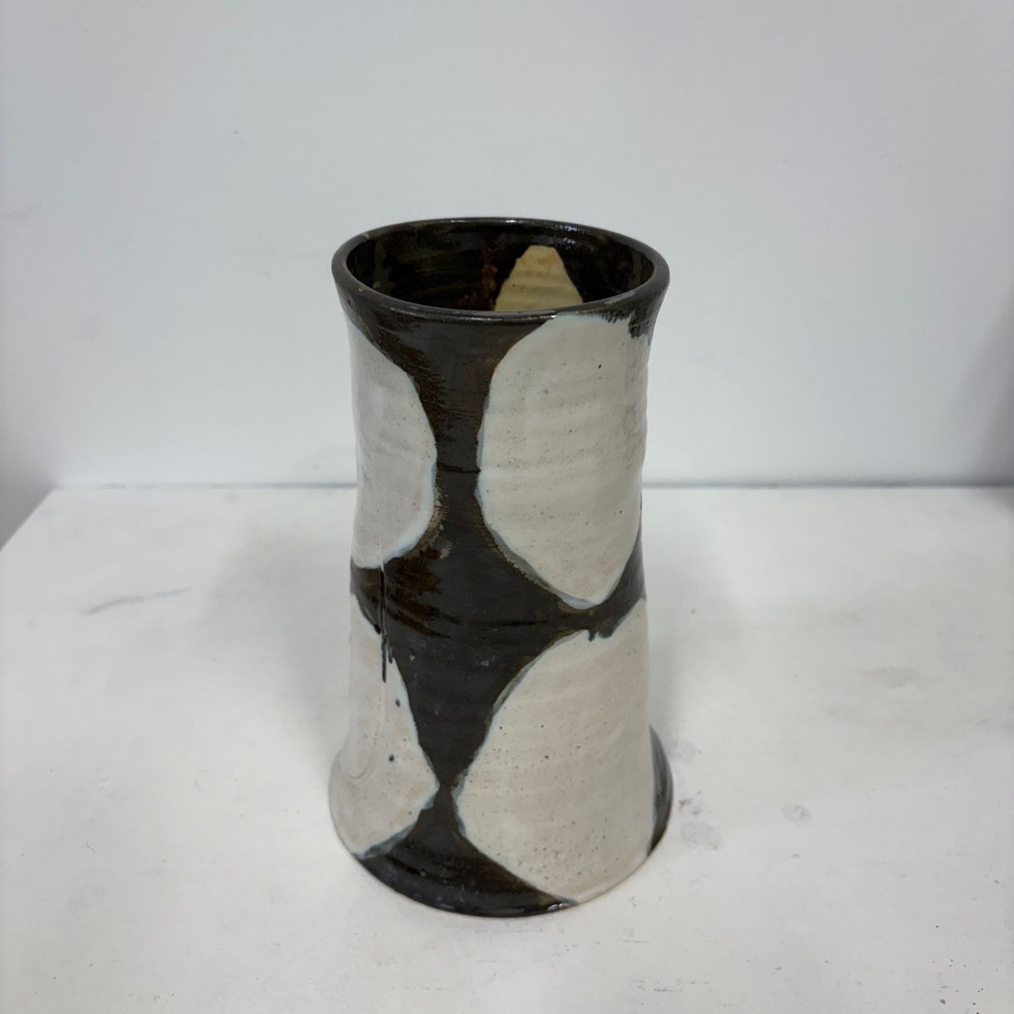 Brown & White Ceramic Vase by Jess Gaddis