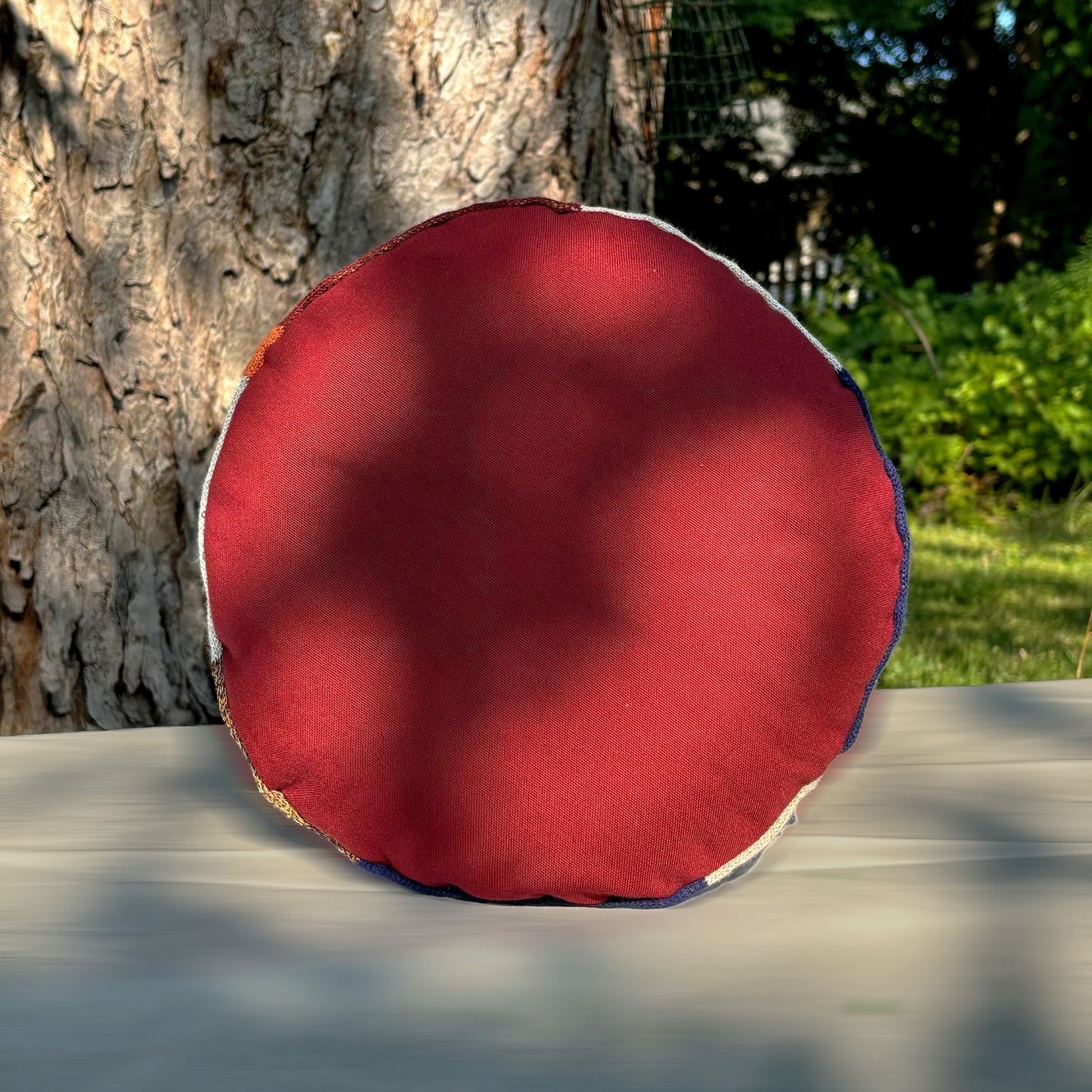 Red Fragment Squab Cushion by Sam Tannenbaum