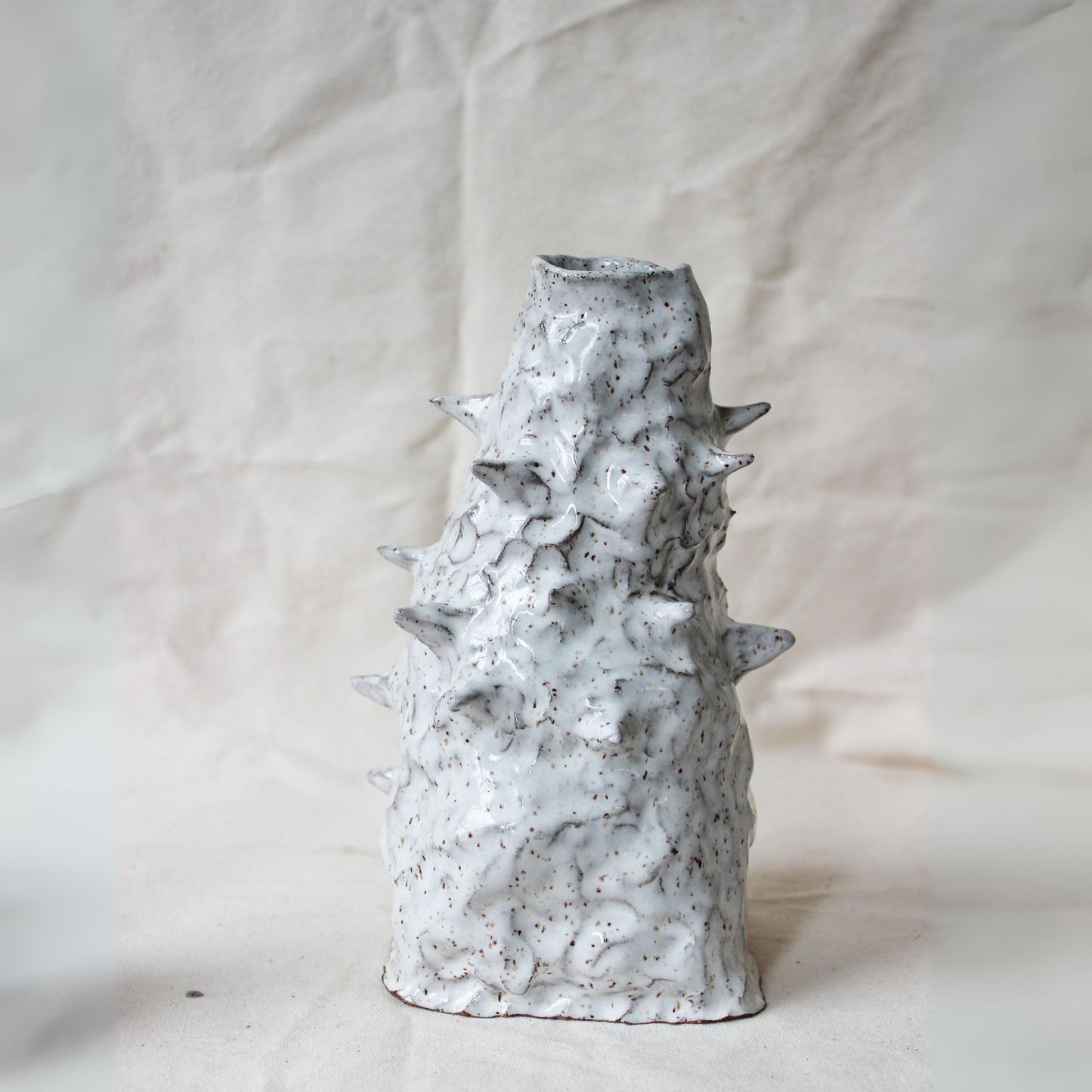 White Spike Ceramic Vase by Rowan Willigan