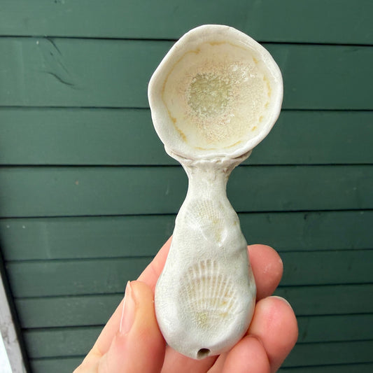 Small White Ceramic Spoon by Sarah Boudinot