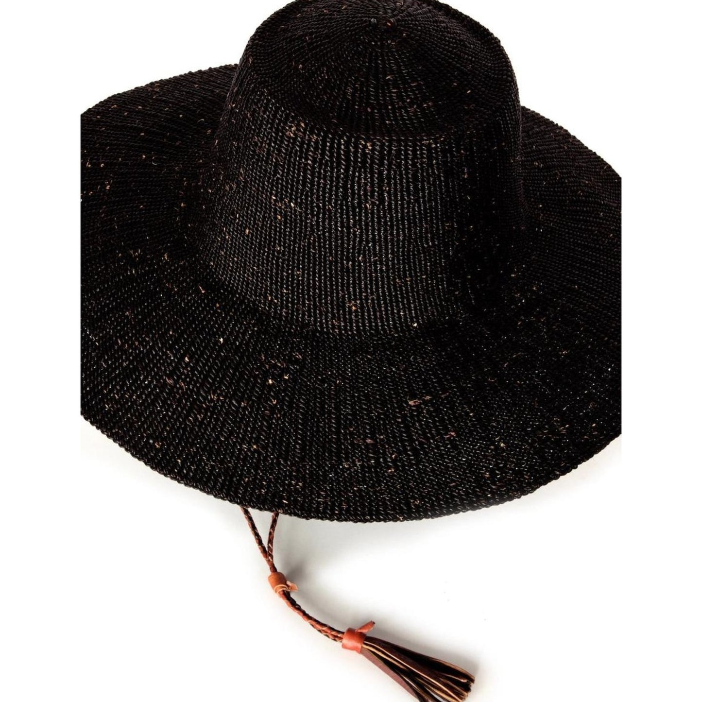Black Wide Brim Ghana Straw Sun Hat