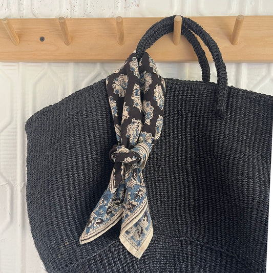 Black Indigo Ornament Vegetable-Dyed Cotton Bandana