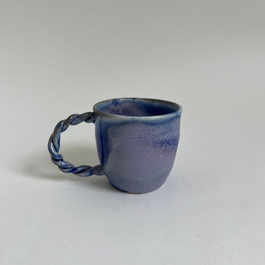 Blue and purple Mug with Twisted Handle by Jess Gaddis