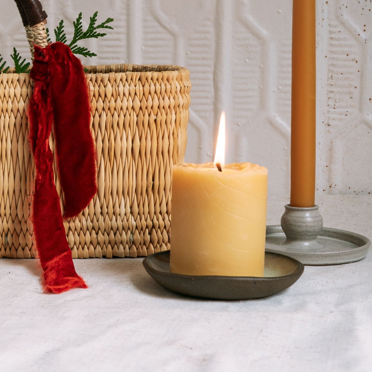 4-inch Beeswax Pillar Candle