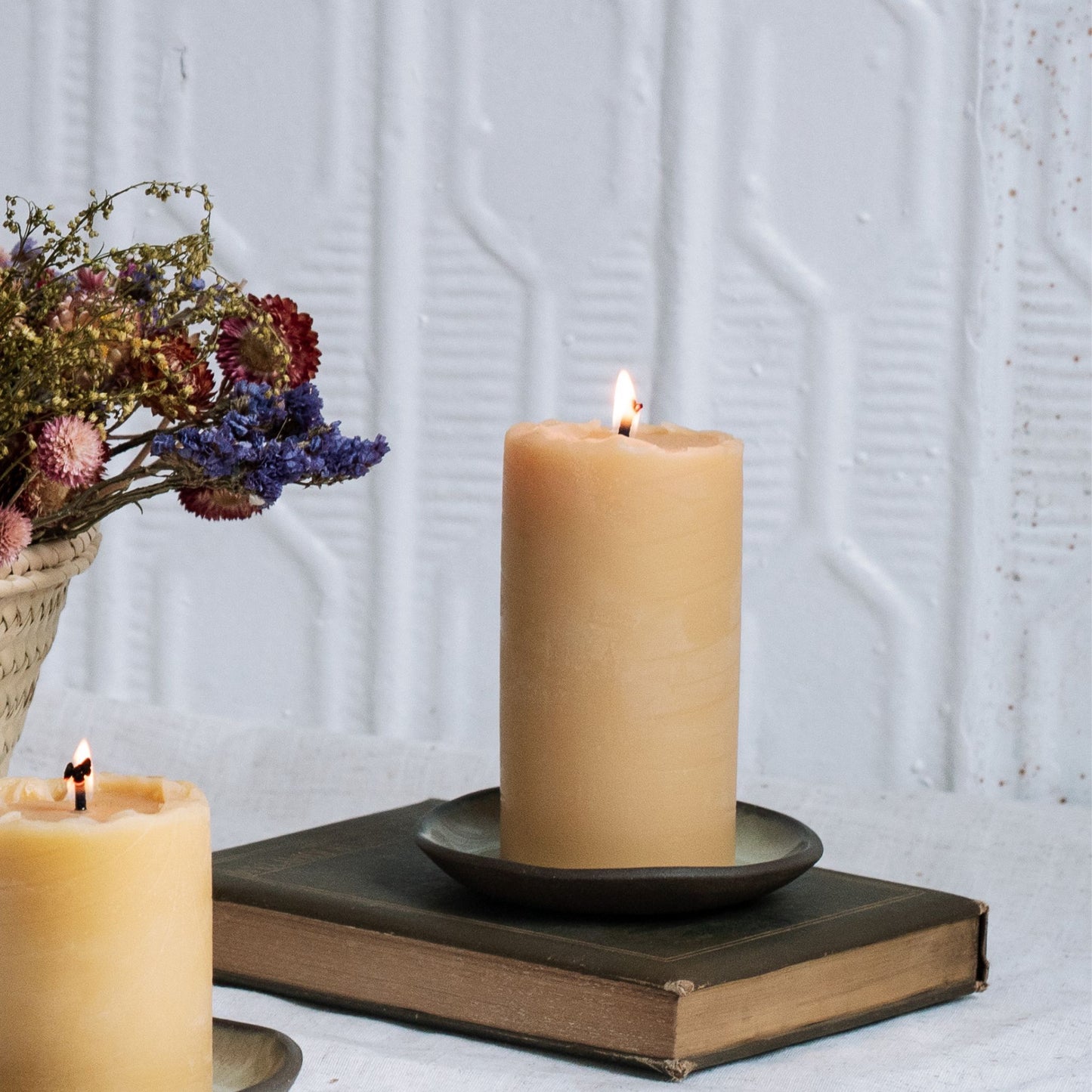 6-inch Beeswax Pillar Candle