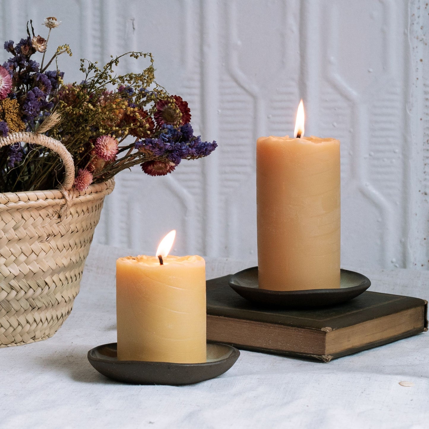 6-inch Beeswax Pillar Candle