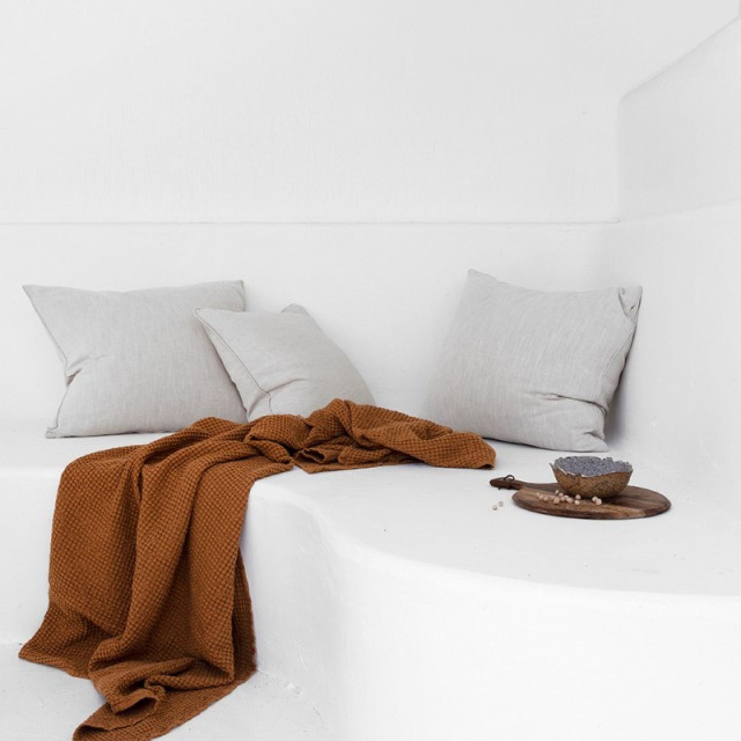 Linen Waffle Throw Blanket