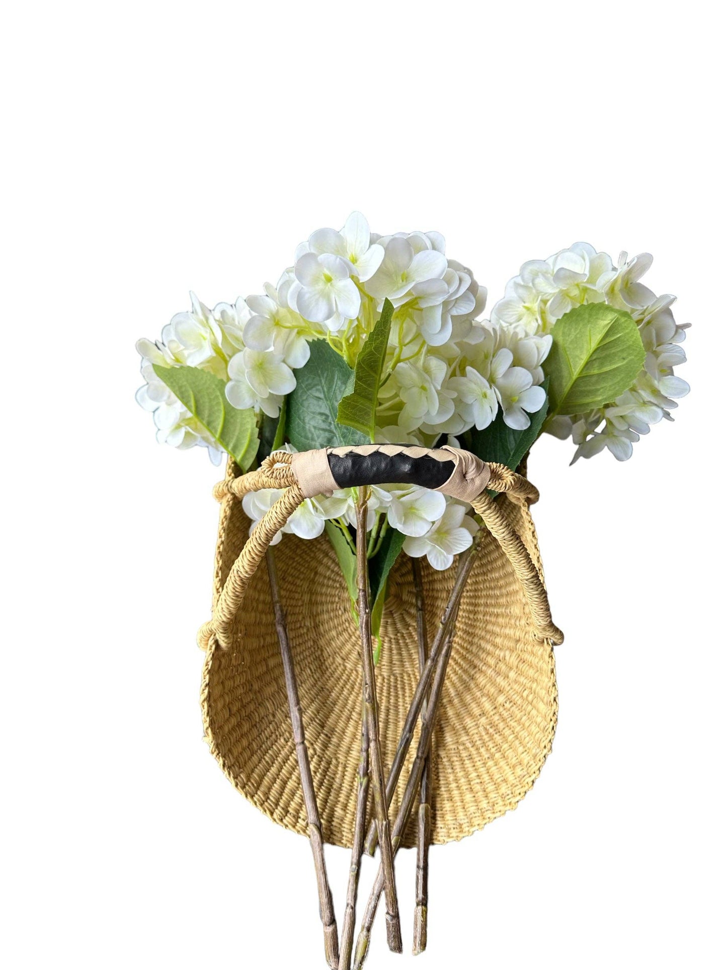 Bolga Flower Basket Black & Tan Handle