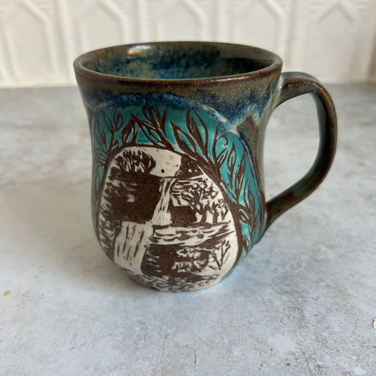 Kaaterskill Falls & Owl Ceramic Mug by Danielle Payette