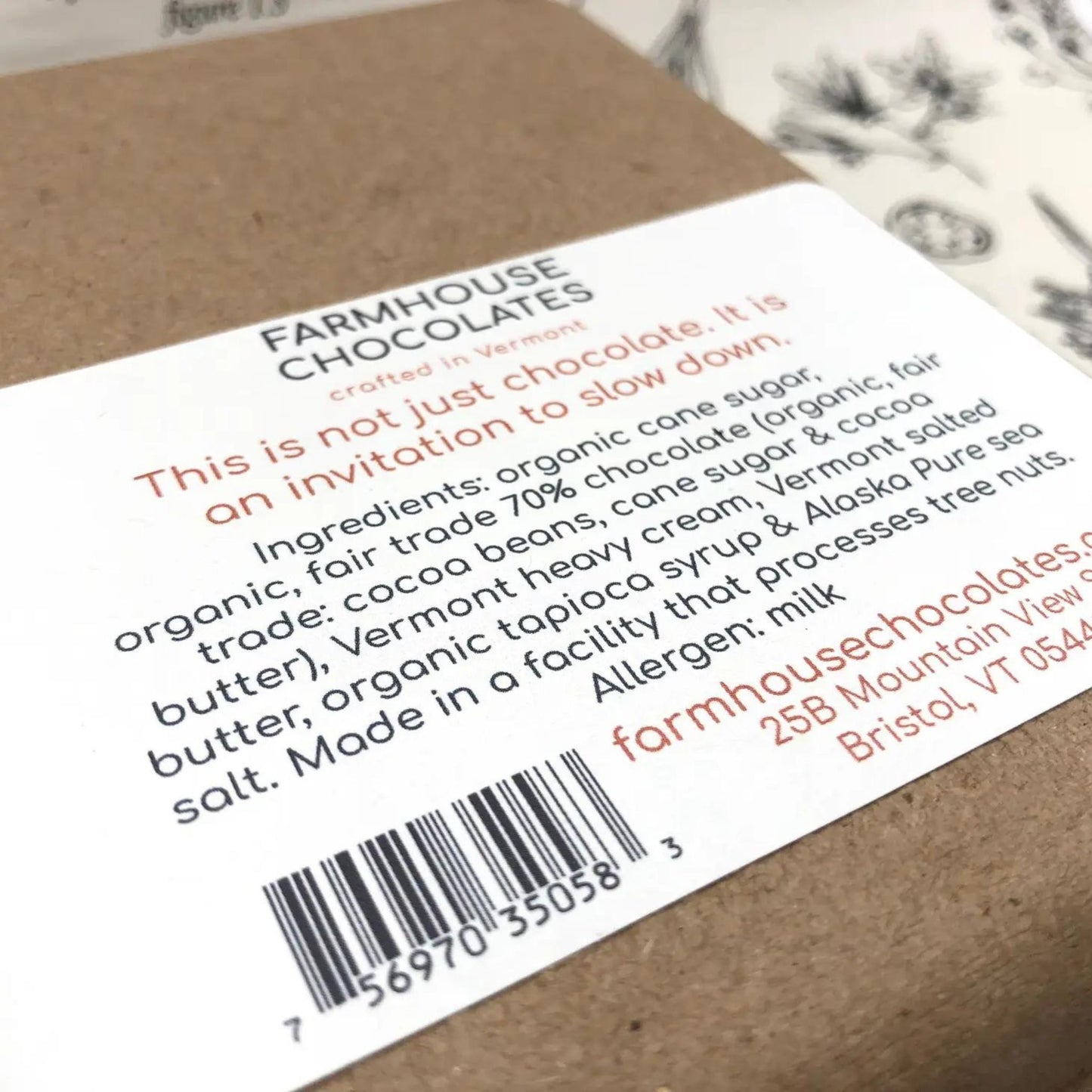 Shows the back of the Dark Chocolate Salted Caramels package with all its ingredients.