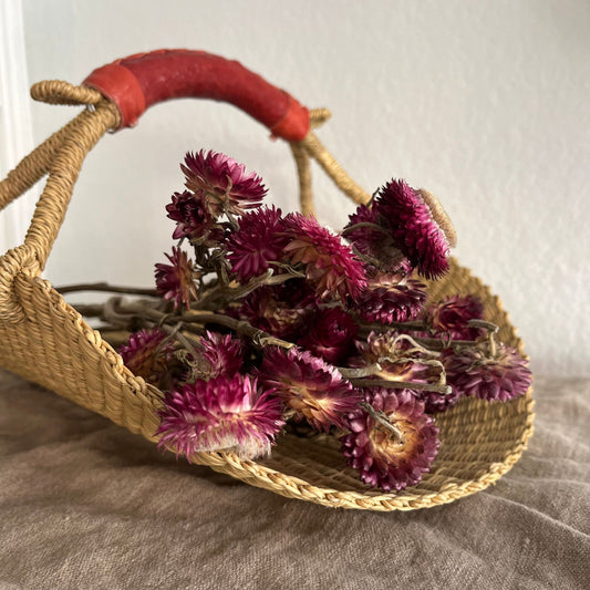 Small Foraging Basket with Leather Handle