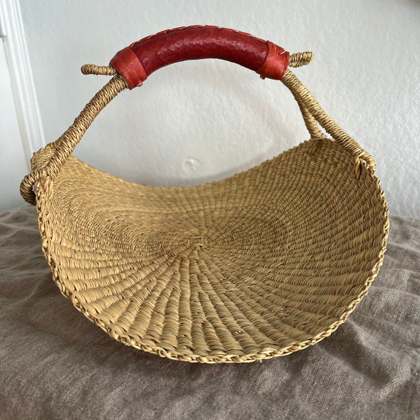 Small Foraging Basket with Leather Handle