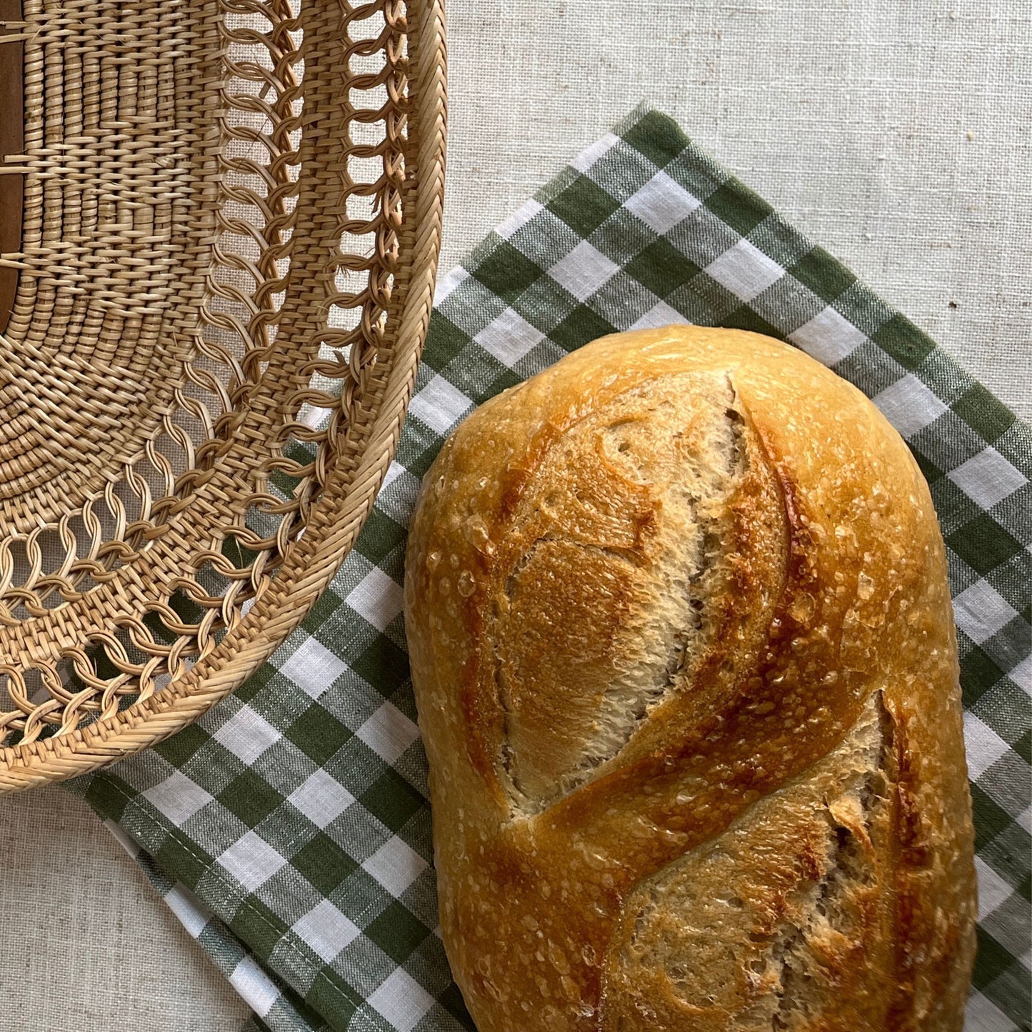 Forest Gingham Linen Tea Towel