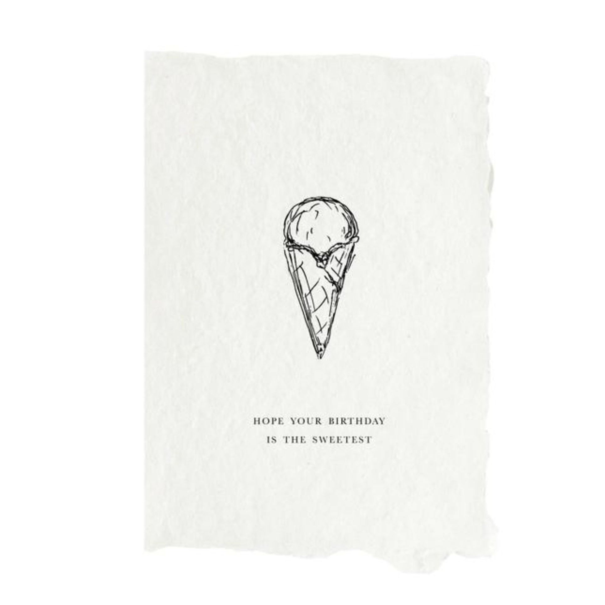 Handmade Card with an icecream cone and a text underneath that says "hope your birthday is the sweetest"