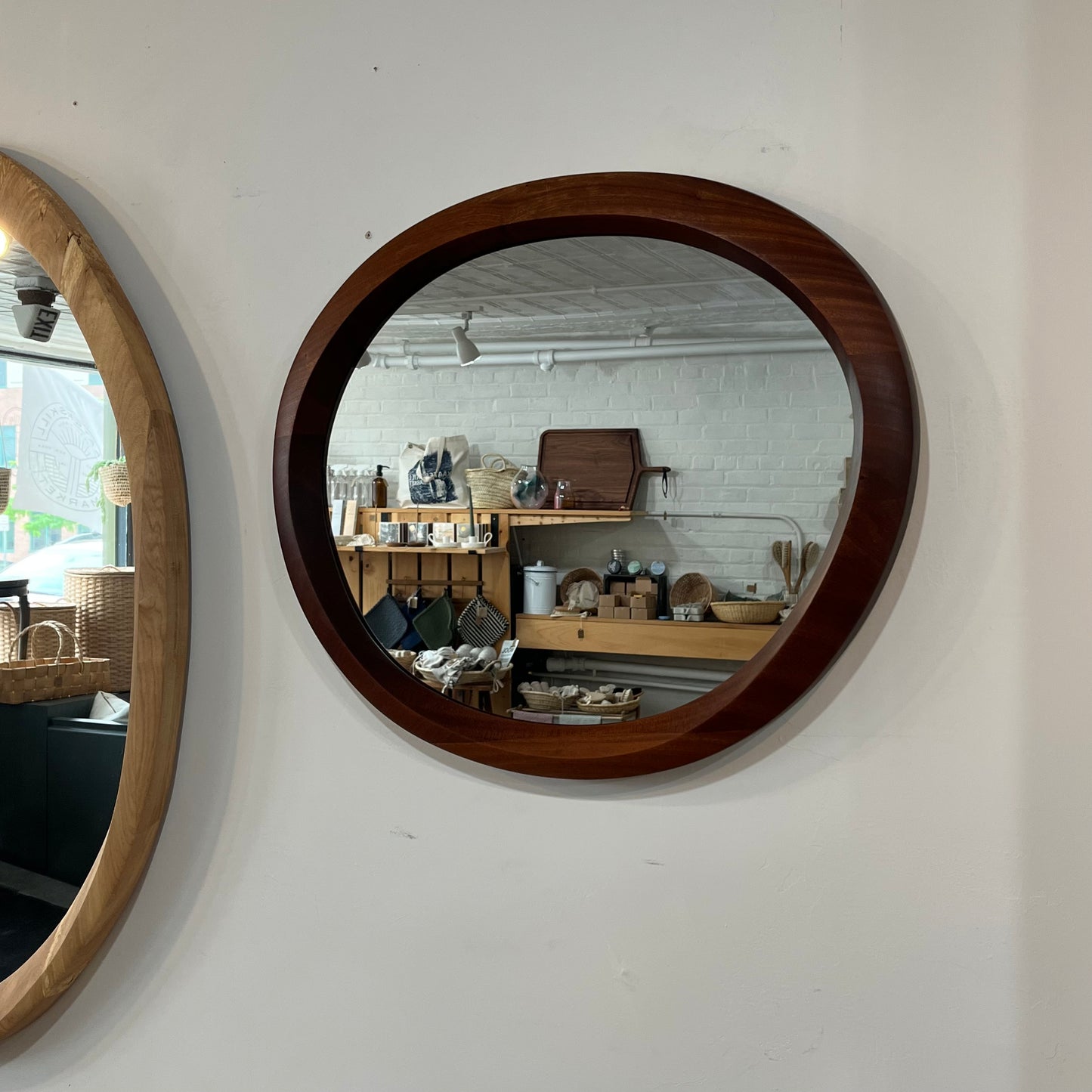 Hand-Carved Wood Organic Mirror