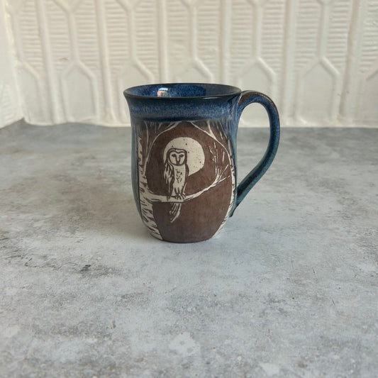 Blue Owl Ceramic Mug by Danielle Payette