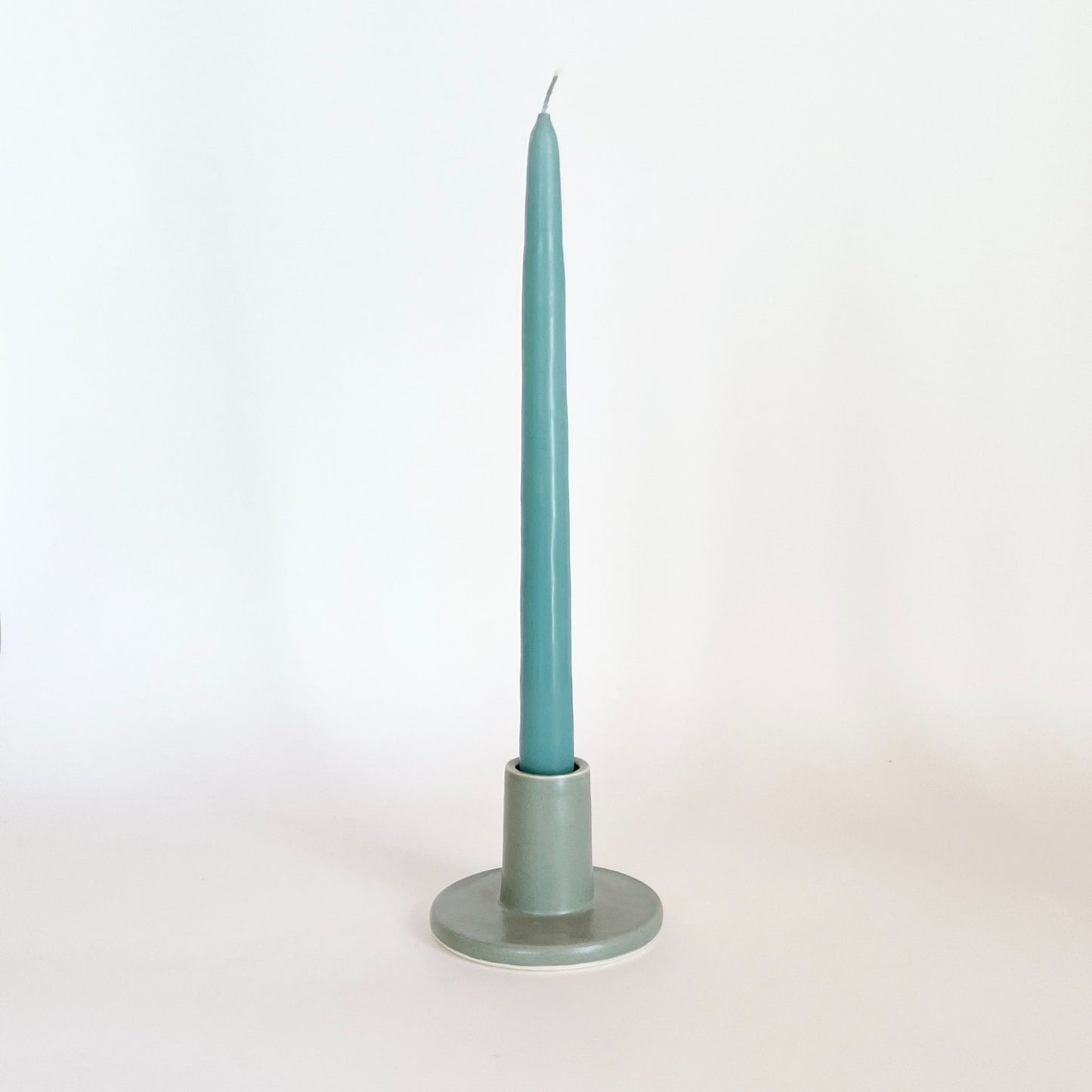 Wheel-thrown stoneware Jade Ceramic Candlestick Holder