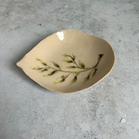 Ceramic Painted Leaf Dish by Rebeccah Pailes-Friedman