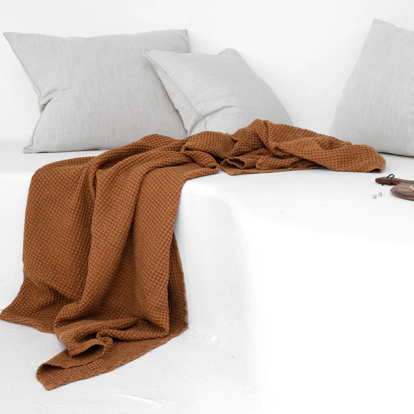 Linen Waffle Throw Blanket