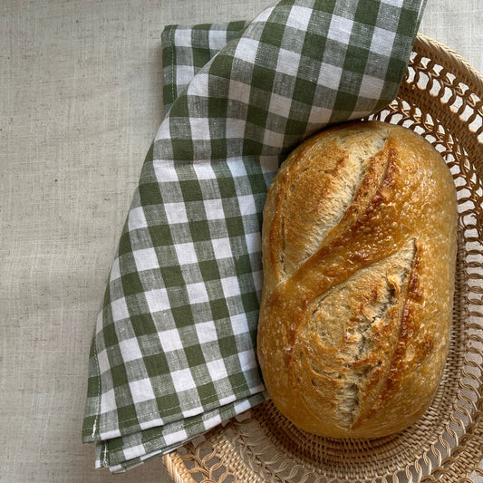 Forest Gingham Linen Tea Towel