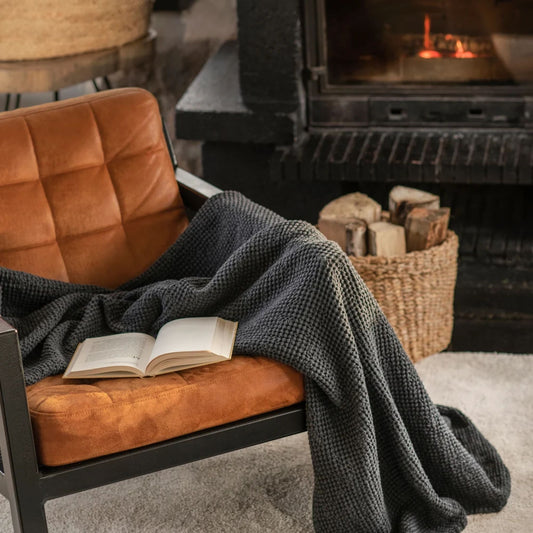 Linen Waffle Throw Blanket