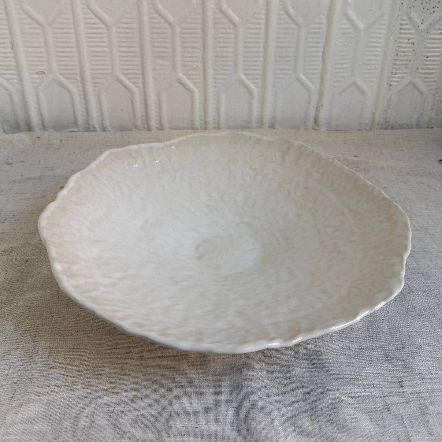 Grace Cain Ceramic 14" Pinched Platter White