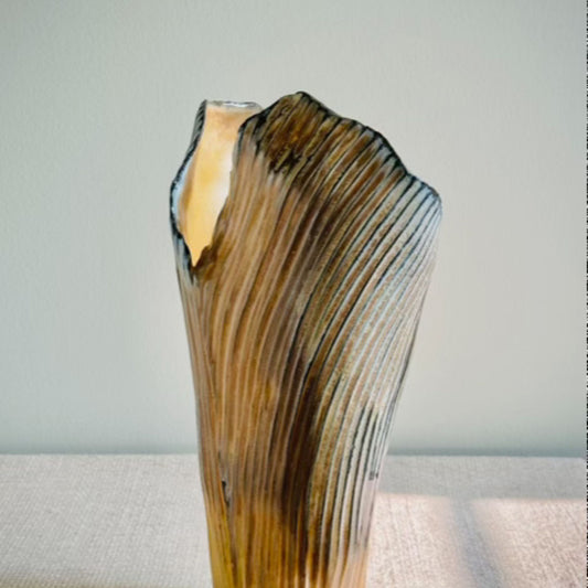 Soda Fired Ribbed Petal Vase by Anne Gabriele