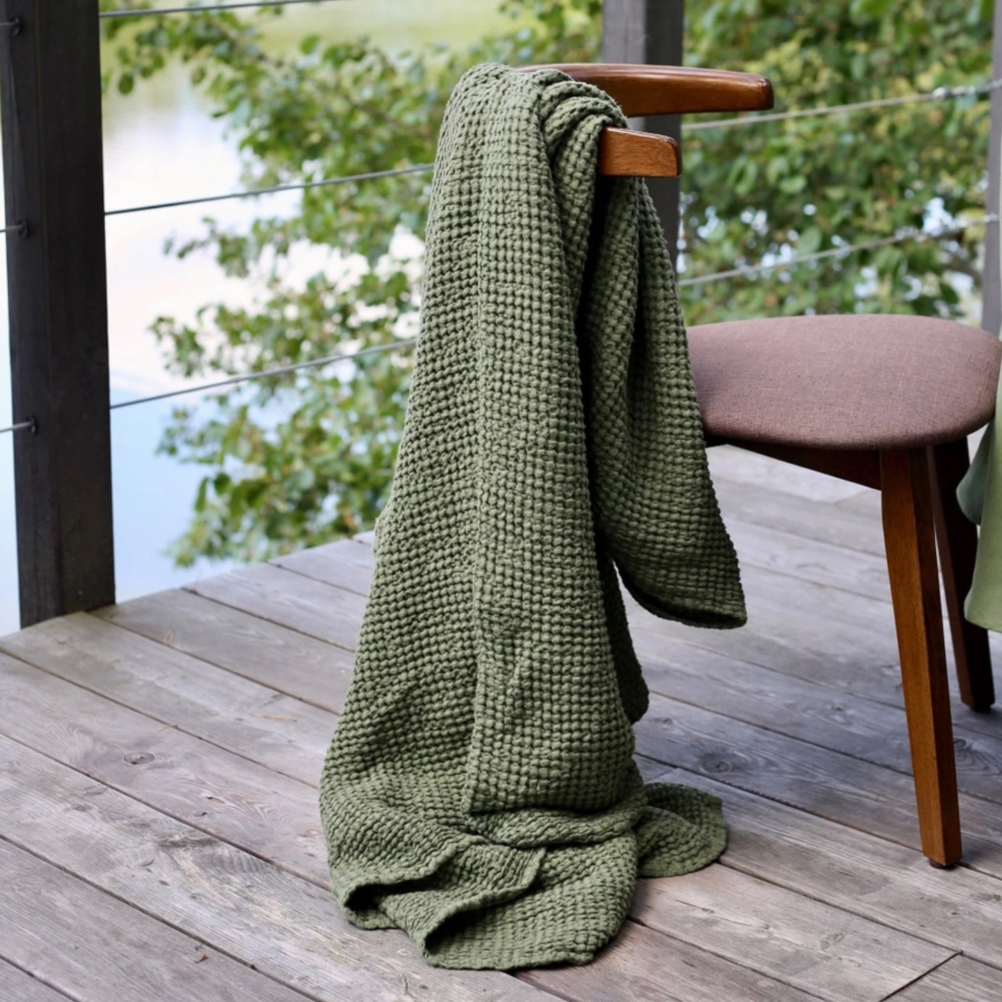 Linen Waffle Throw Blanket