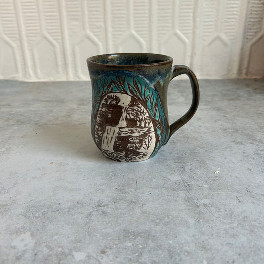 Kaaterskill Falls & Owl Ceramic Mug by Danielle Payette