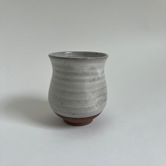 White Speckle Thumb Cup by Sarah Boudinot