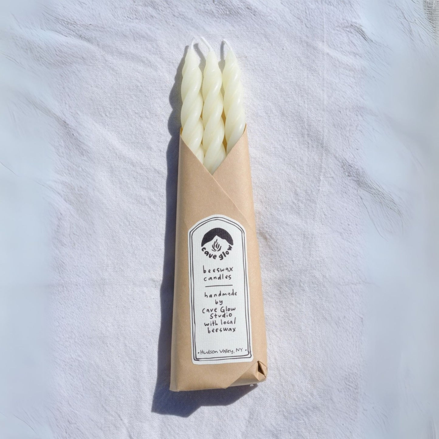 White Beeswax Spiral Taper Candles