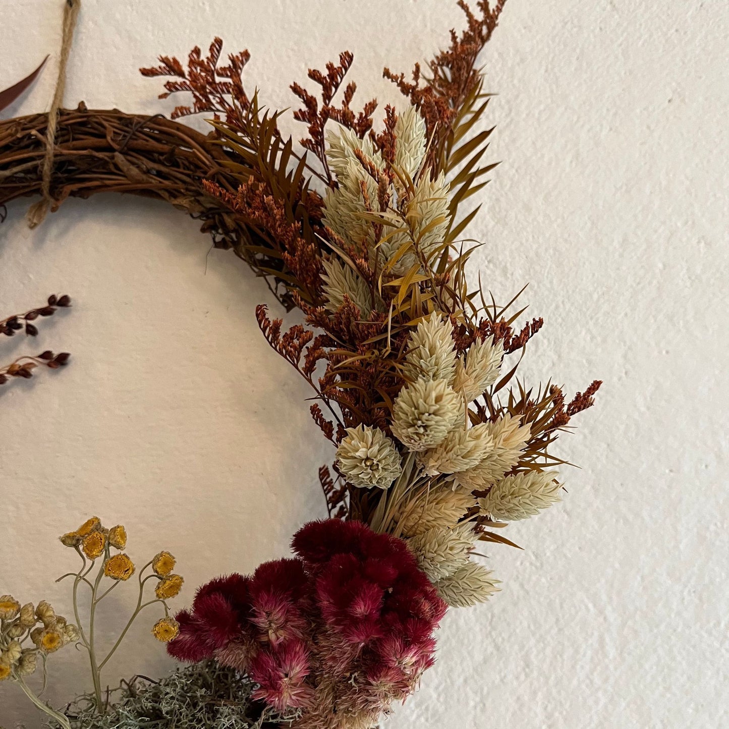 Dried Floral Wreath with Eucalyptus handmade in Catskill NY. 