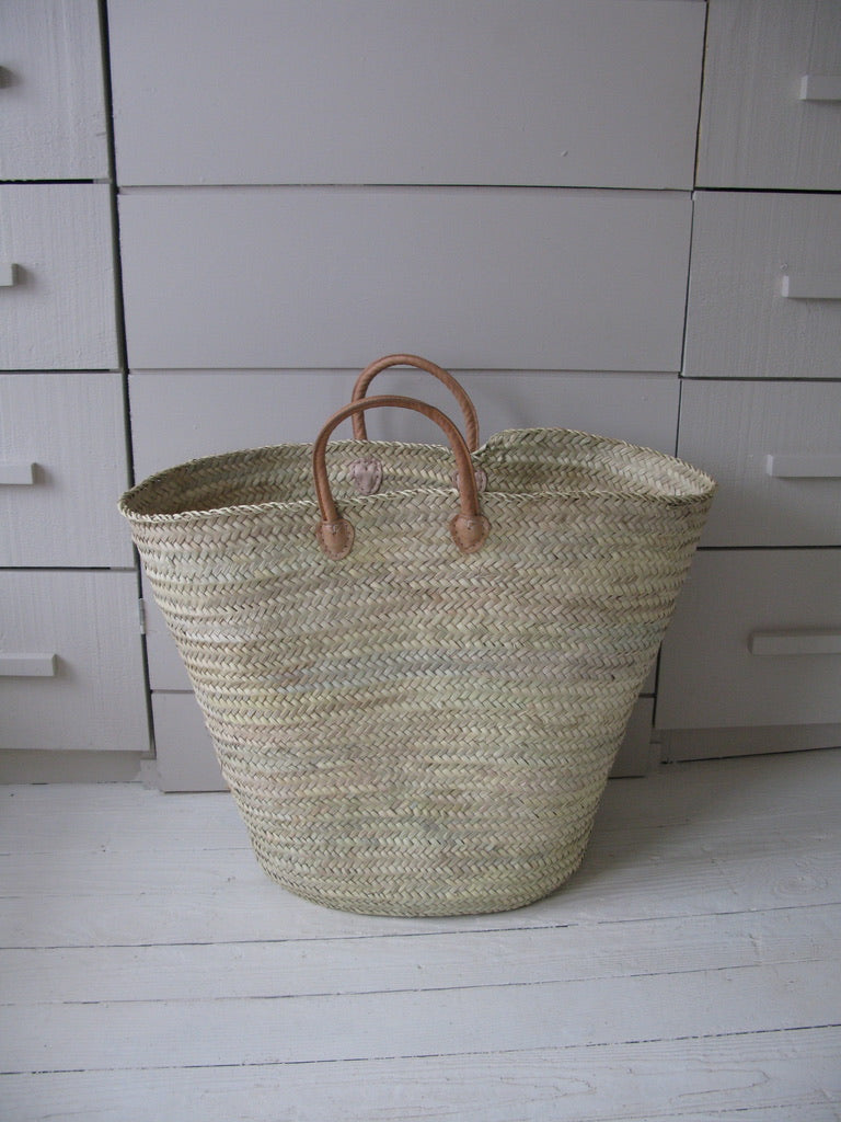 Oversized Basket with Leather Handles