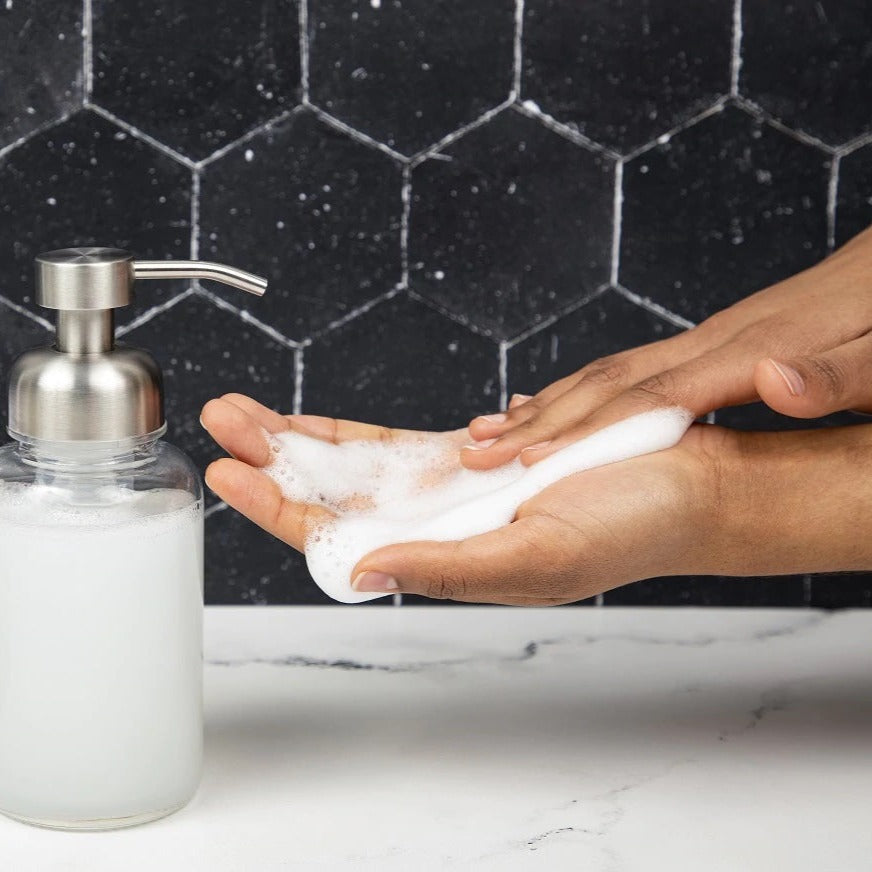 hand washing with foaming soap