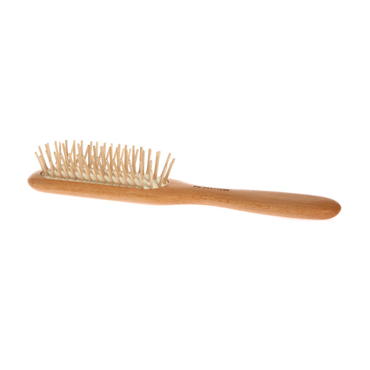 hairbrush with beech wood, wooden pins and natural rubber cushion