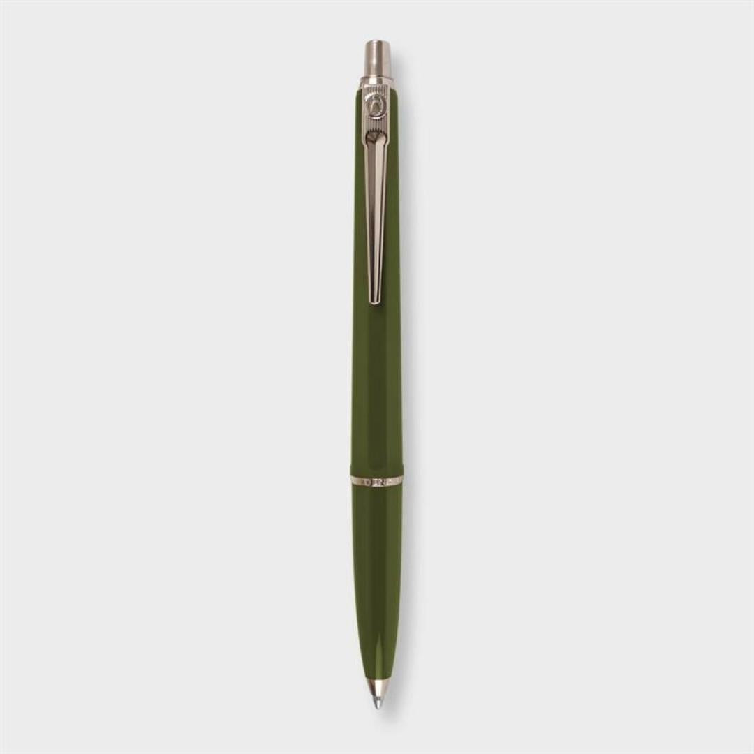Shiny dark khaki green ballpoint refillable archival pen