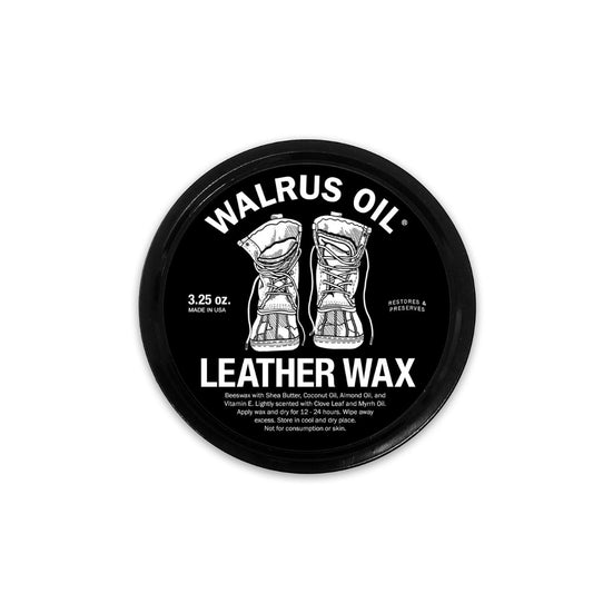 Tin of natural food-grade leather wax for protecting, waterproofing, and restoring leather goods