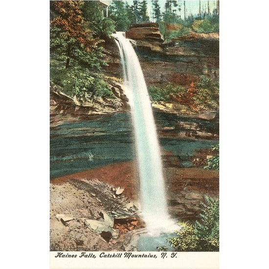 vintage postcard of haines falls in the catskill mountains