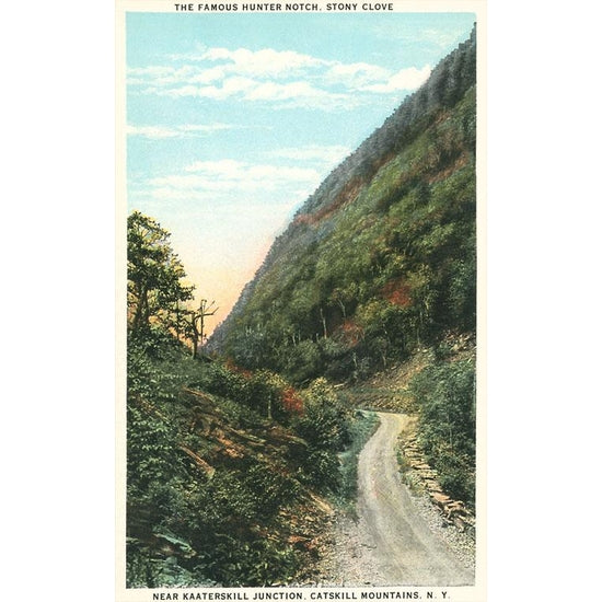 vintage postcard of a road near kaaterskill junction in the catskill mountains