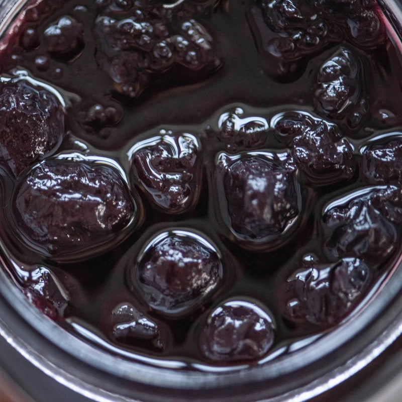 Closeup of the Blueberry Elderflower Jam