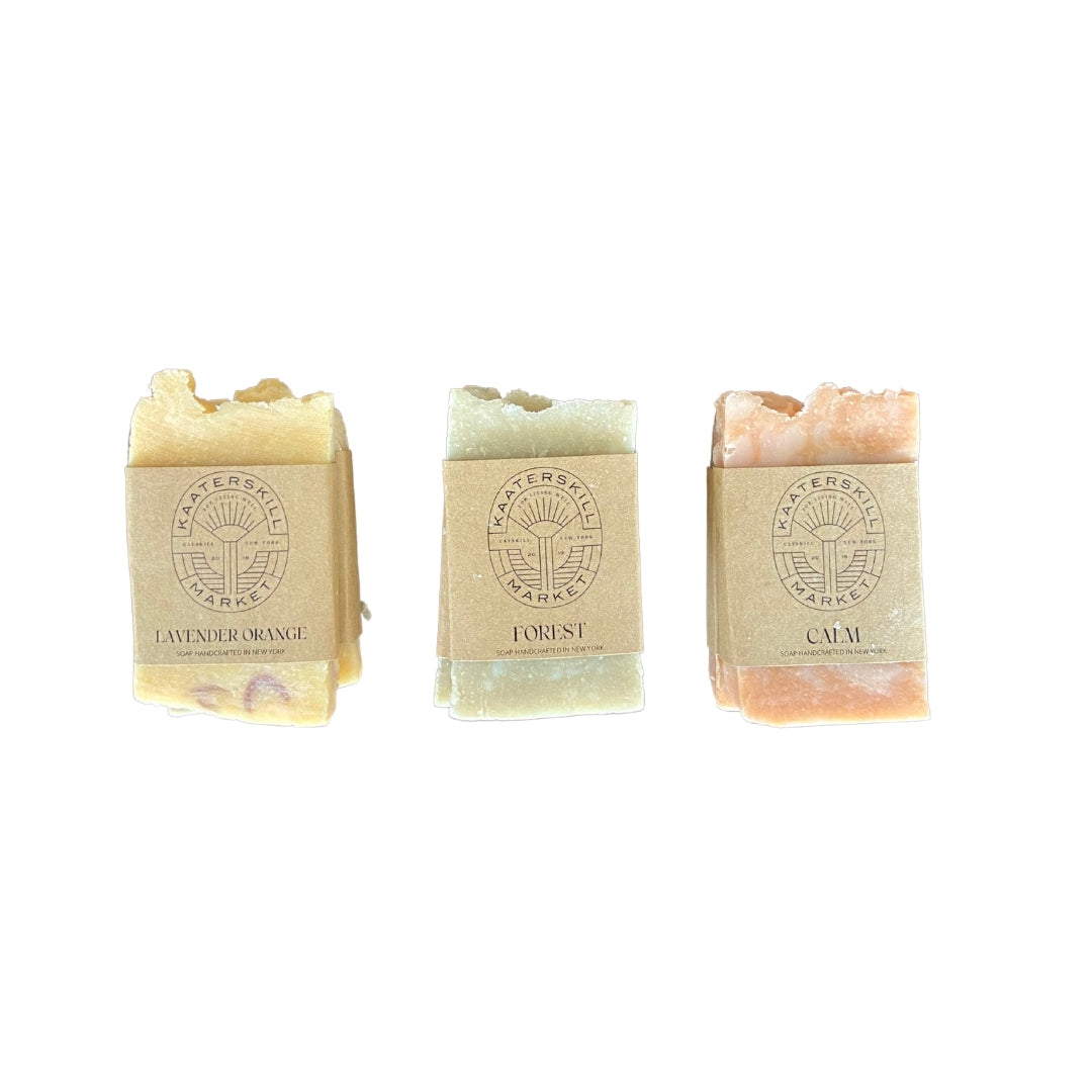 Individual bars of each scent shown from boxed set of 6 9-ounce hand soaps