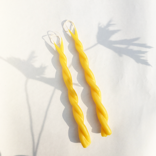 Pair of Twin Flame Taper Beeswax Candles