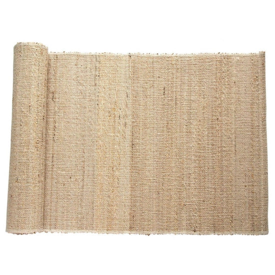 Banana plant fiber and cotton blend handwoven table runner in natural color
