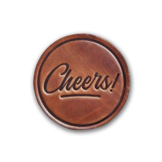 cheers leather coaster