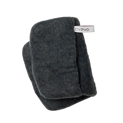 Washable wool oven mitt, potholder or trivet in dark gray