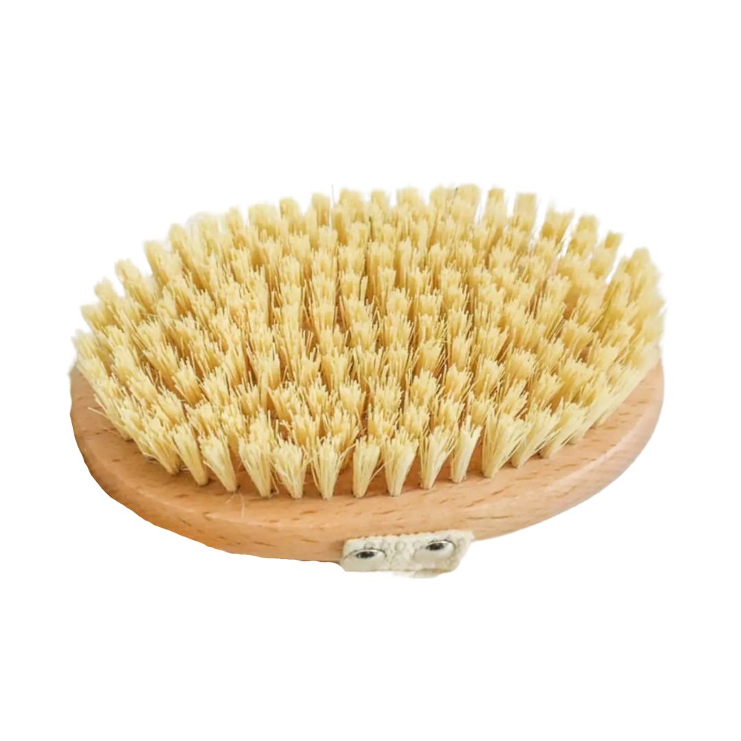 Plant-based medium-firm dry body brush with hand strap